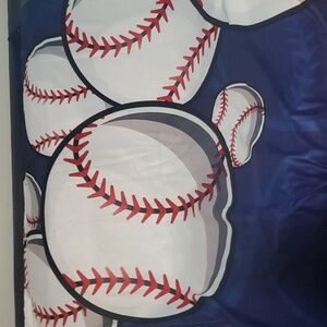 2 baseball curtain panels 42wx63h